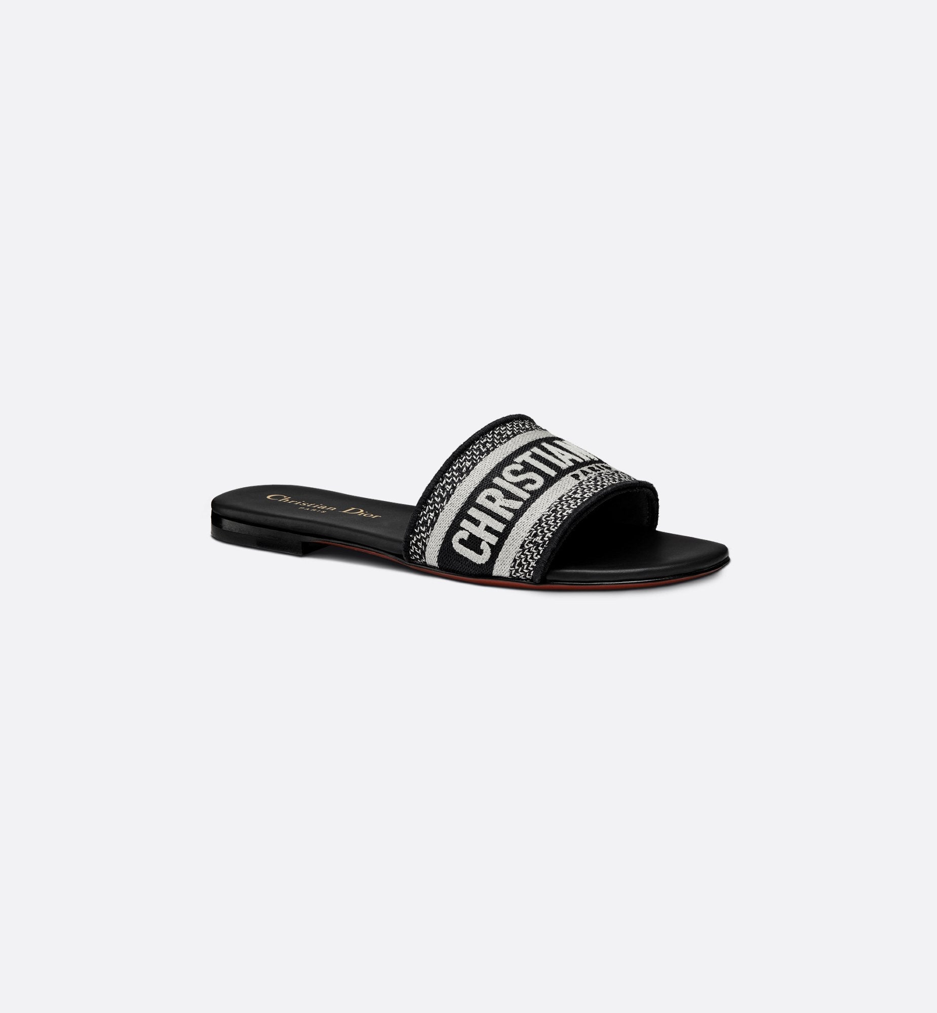 Christian Dior Dway Slide Black embroidered cotton
